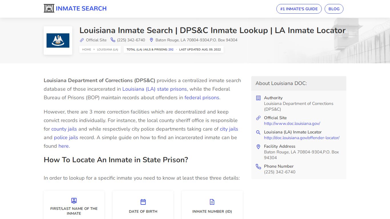 Louisiana Inmate Search | DPS&C Inmate Lookup | LA Inmate ...